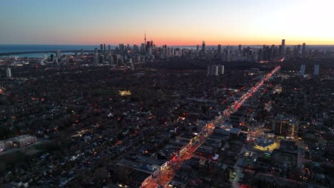 4K-drone-shot-over-Toronto-at-sunset