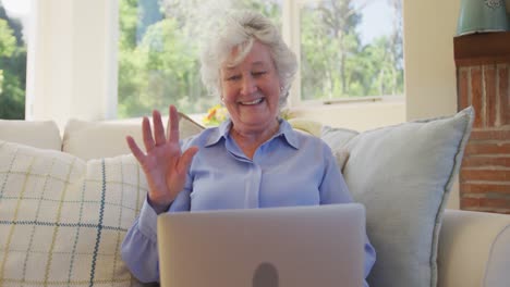 senior caucasian woman using laptop computer for video chat