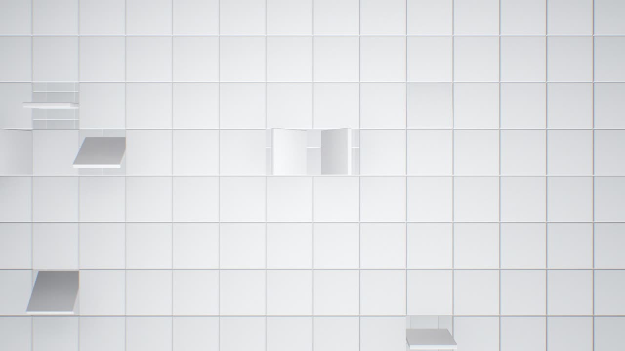 pantalla de carga de azulejos de pared cuadrados blancos abstractos modernos 3d geométricos - animación de fondo de movimiento de bucle sin costuras de 4k
