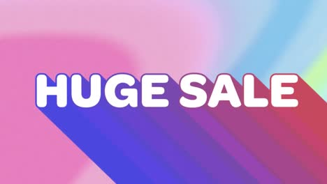 Animation-of-retro-huge-sale-text-on-pink-and-blue-background