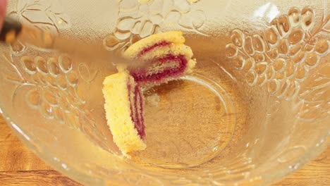 laying out jelly rolls for an english trifle