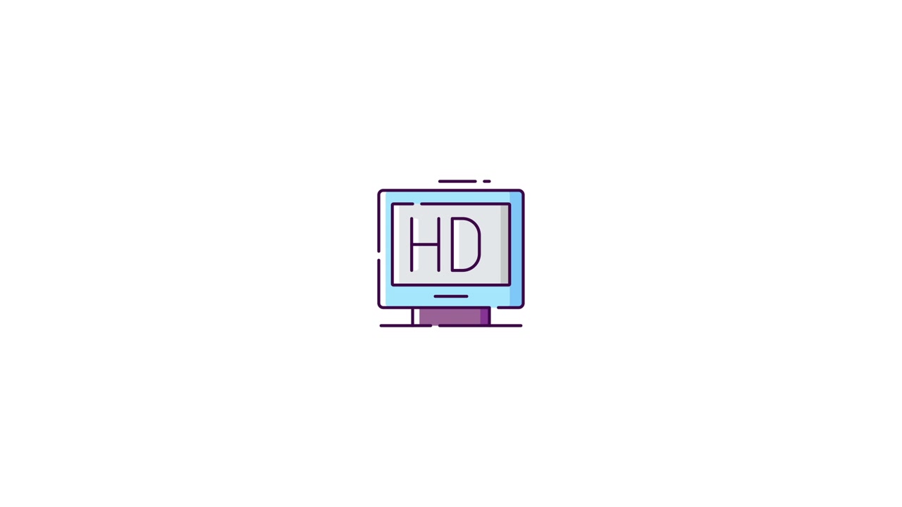 Animated HD Monitor Icon on White Background