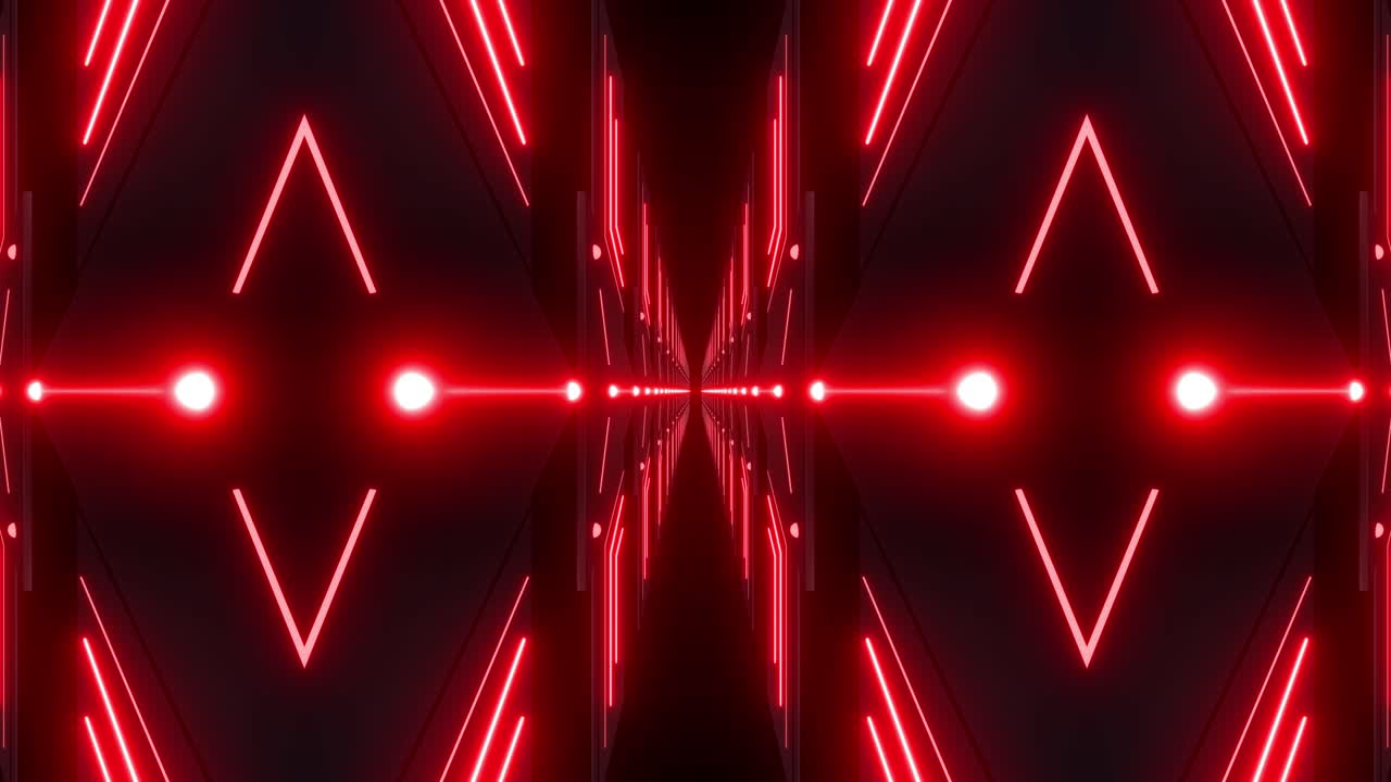 Red Neon Tunnel with Geometric Patterns