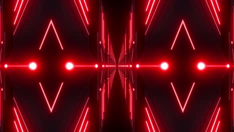 red neon tunnel with geometric patterns
