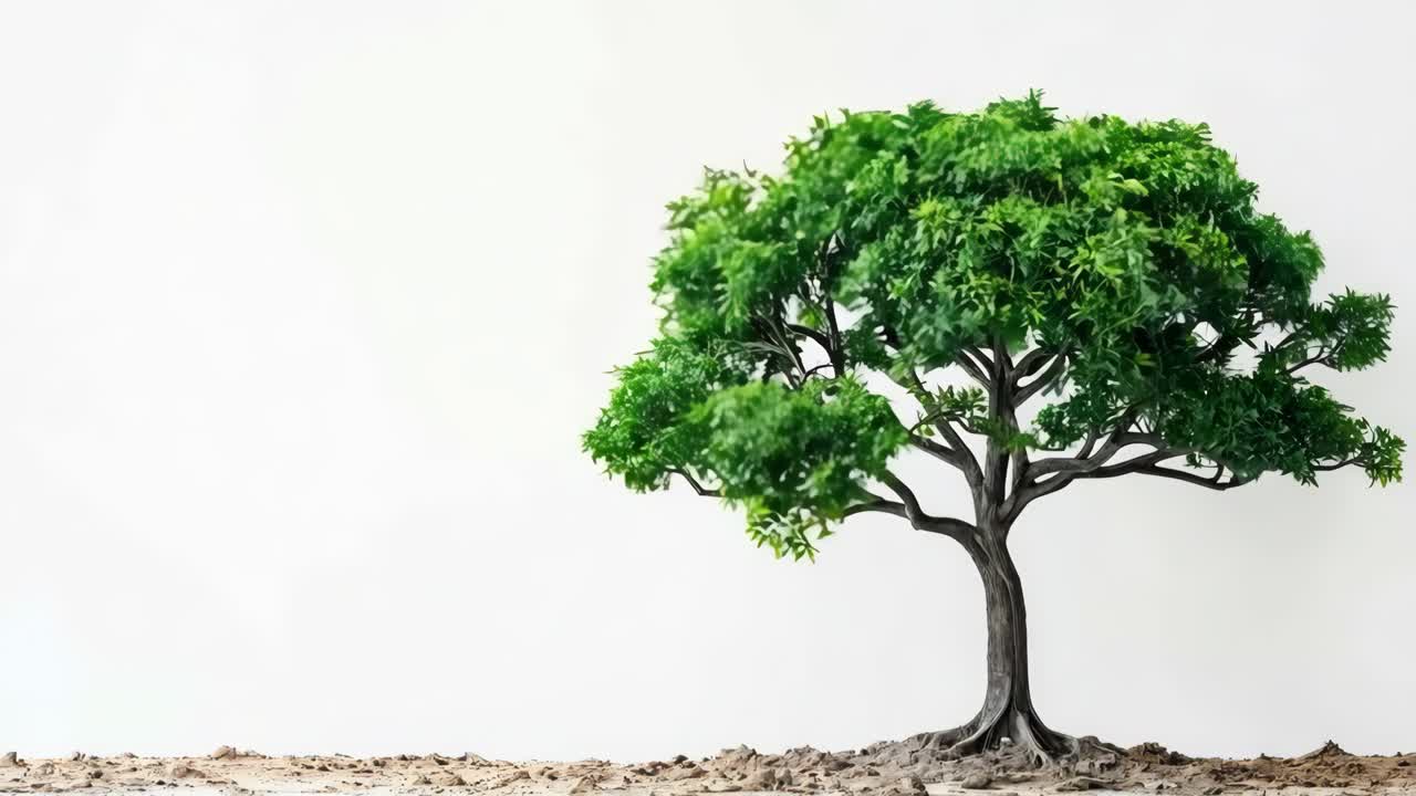 어리 위 에 앉아 있는 작은 나무