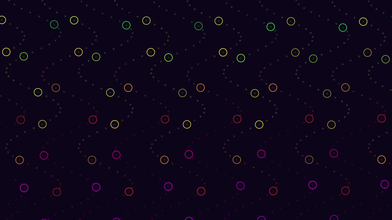 Cerchi colorati in un motivo elegante su sfondo nero