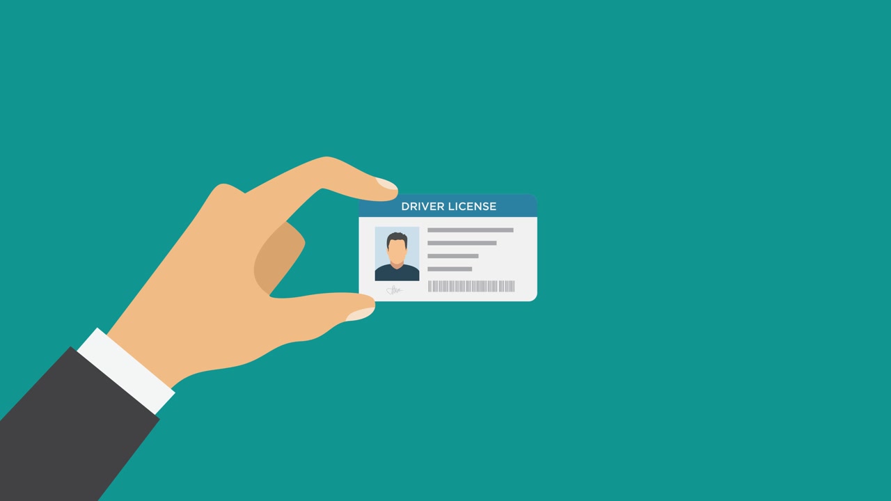 Illustrated Hand Holding a Driver License for Identification