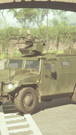 military armored vehicle on a city street