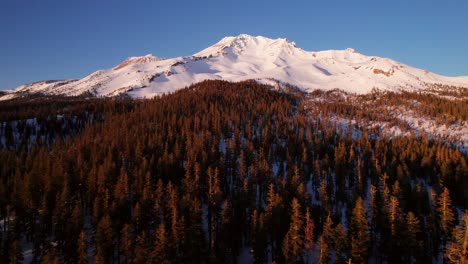 mount shasta at golden hour, 4k aerial side pan