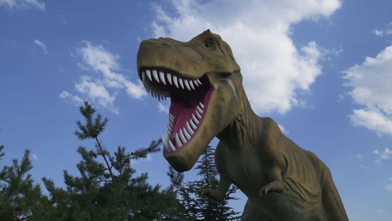 dinosaurio modelo en el parque de dinosaurios.4k