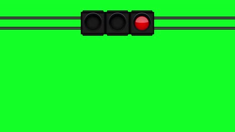 traffic lights changing isolated on green background