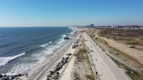 a high angle view over the beach in far rockaway, ny