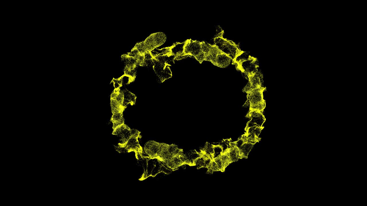 회전하는 황금 입자의 원형 애니메이션입니다.