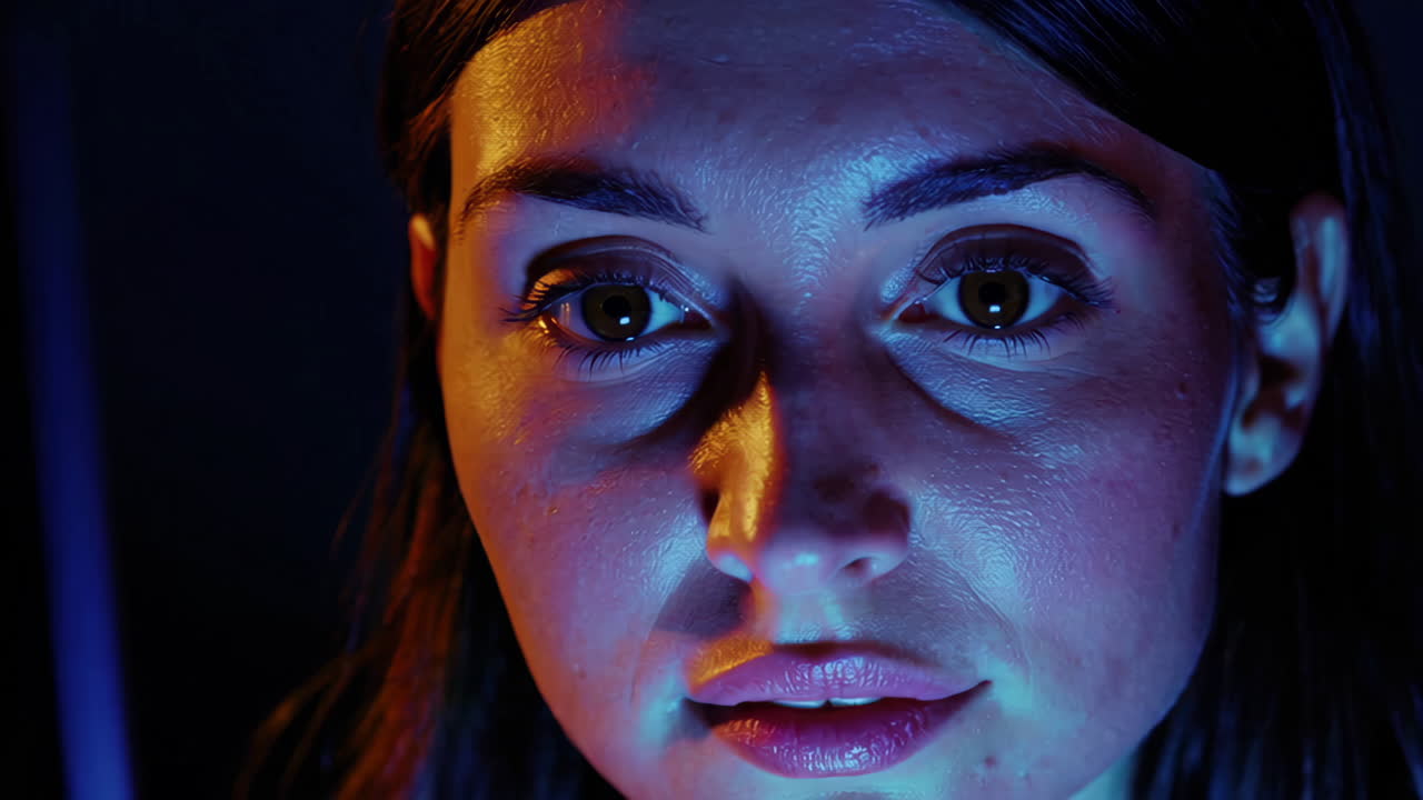 Woman Portrait with Colorful Lighting