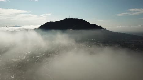 Aerial-reveal-the-small-town-at-Bukit-Mertajam-by-fly-over-the-white-cloud