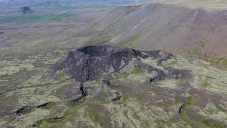 ancient volcanic crater of stora eldborg at reykjanes peninsula in iceland