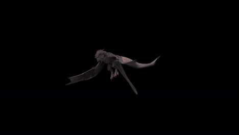 realistic dragon taking off from the ground on black background