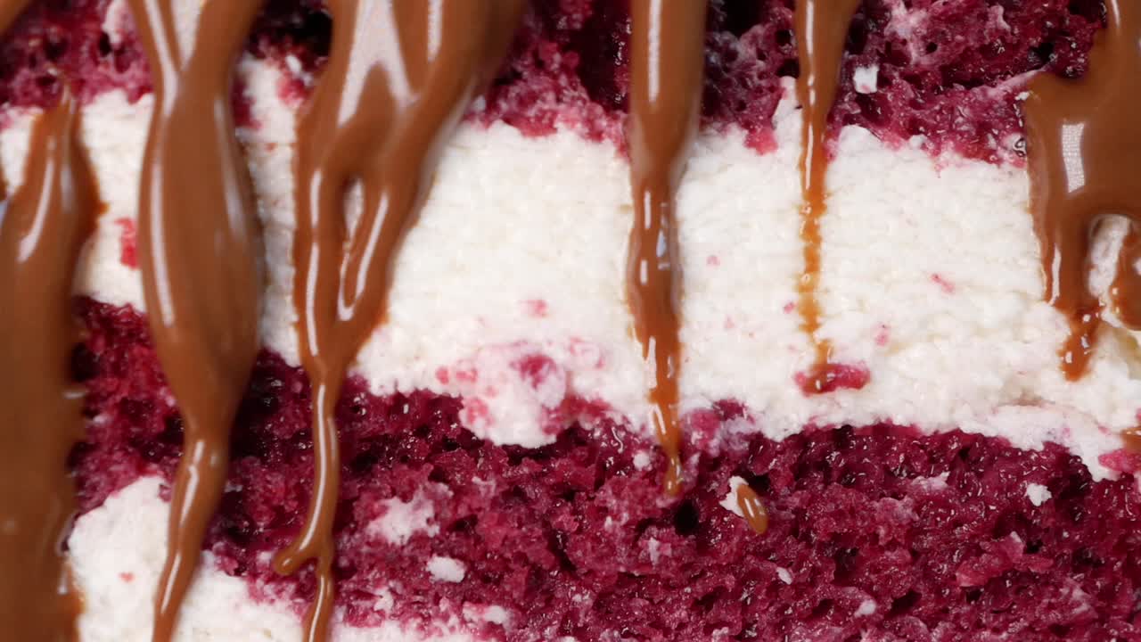 Close-up of a Red Velvet Cake with Chocolate Frosting