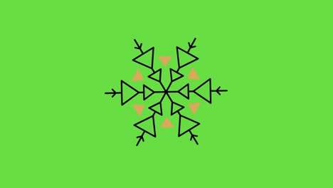 video en 4k del diseño de copos de nieve de dibujos animados en verde.