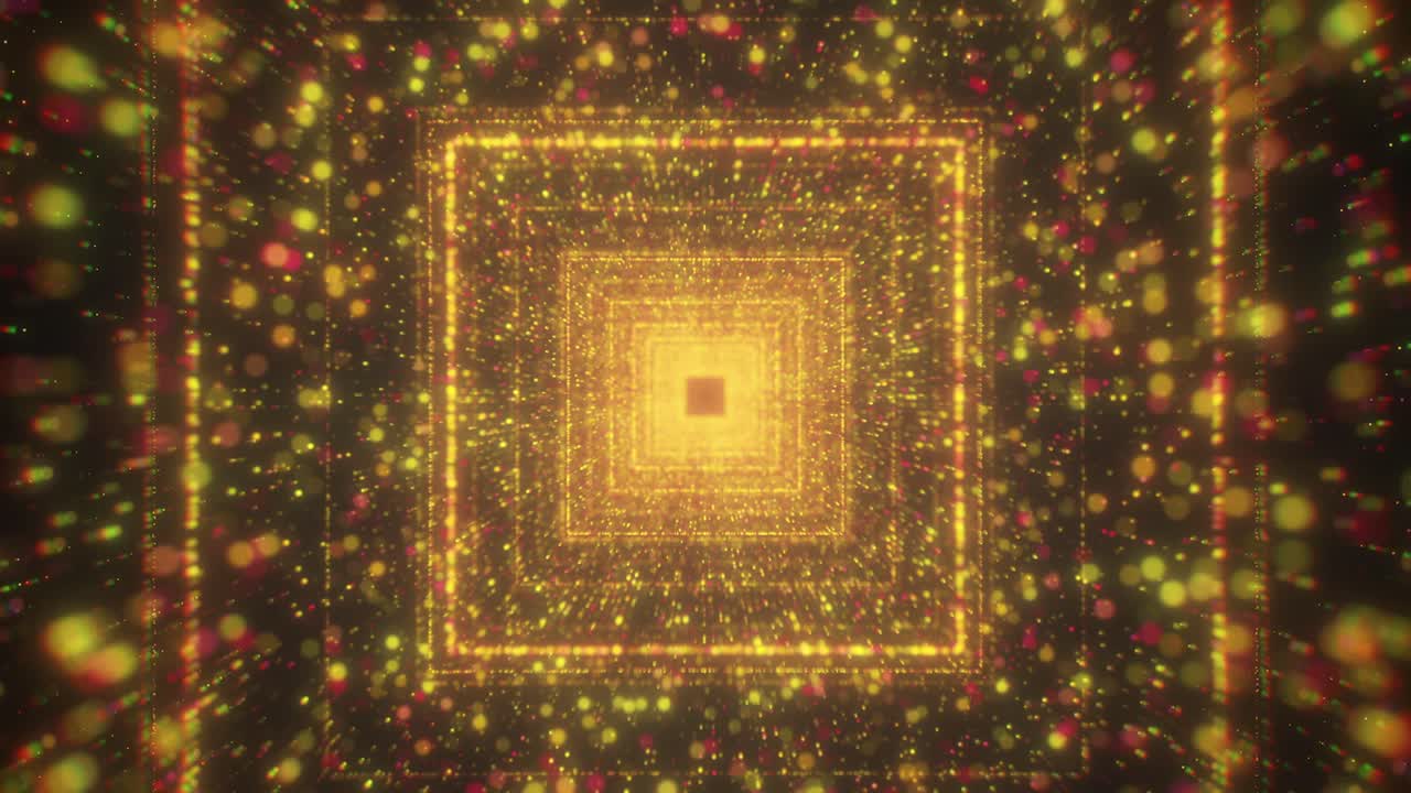 황금빛으로 빛나는 터널 - 추상적인 디지털 예술 배경