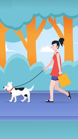 An-animation-of-a-People-walking-the-dog-illustration-concept