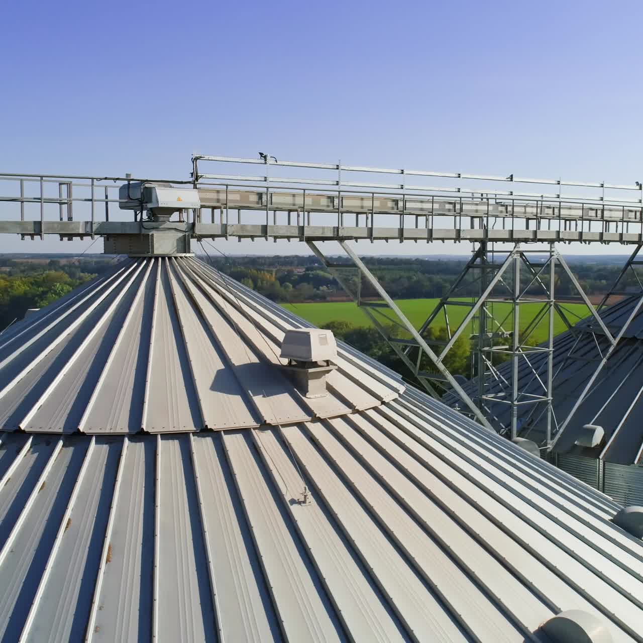 Large steel towers for storing crops