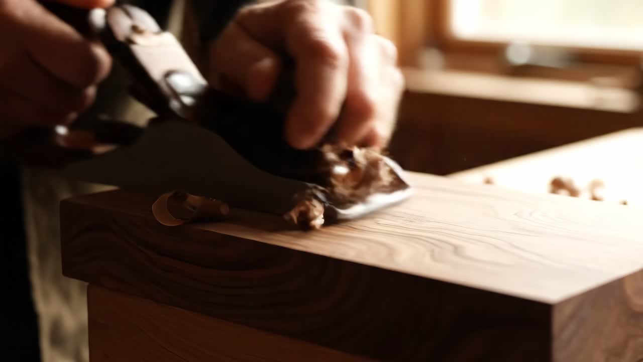 Lavoro del legno con un piano a mano