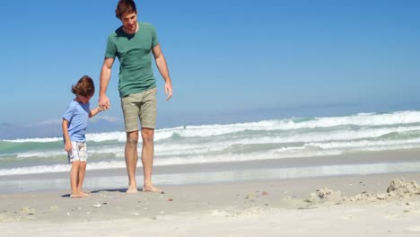 Father-and-son-walking-at-beach