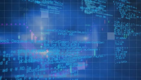 animación del procesamiento de datos sobre un fondo azul