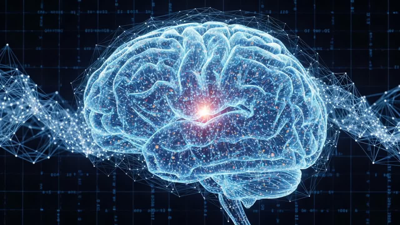 A Stunning Visual Representation of the Human Brain Showcasing Neural Connections and Activity, Merging Science and Art in a Hypothetical Data-Driven Exploration