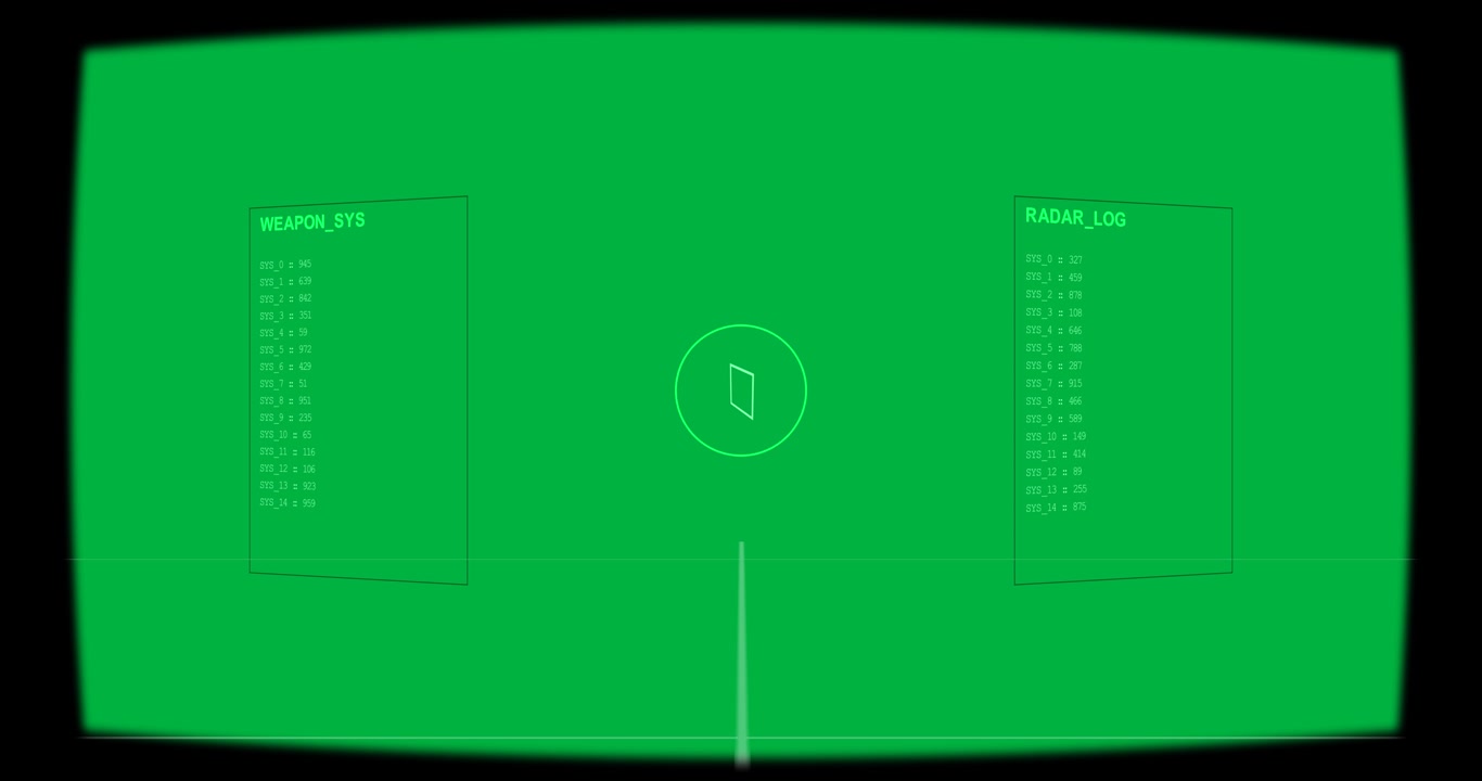 On pulse HUD animating on transparent canvas, reticle rotating, beam pulsing to show tracking