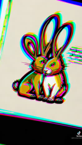 vibrant glitch art rabbit