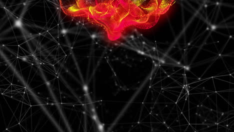 neural network and brain activity animation over interconnected nodes and lines