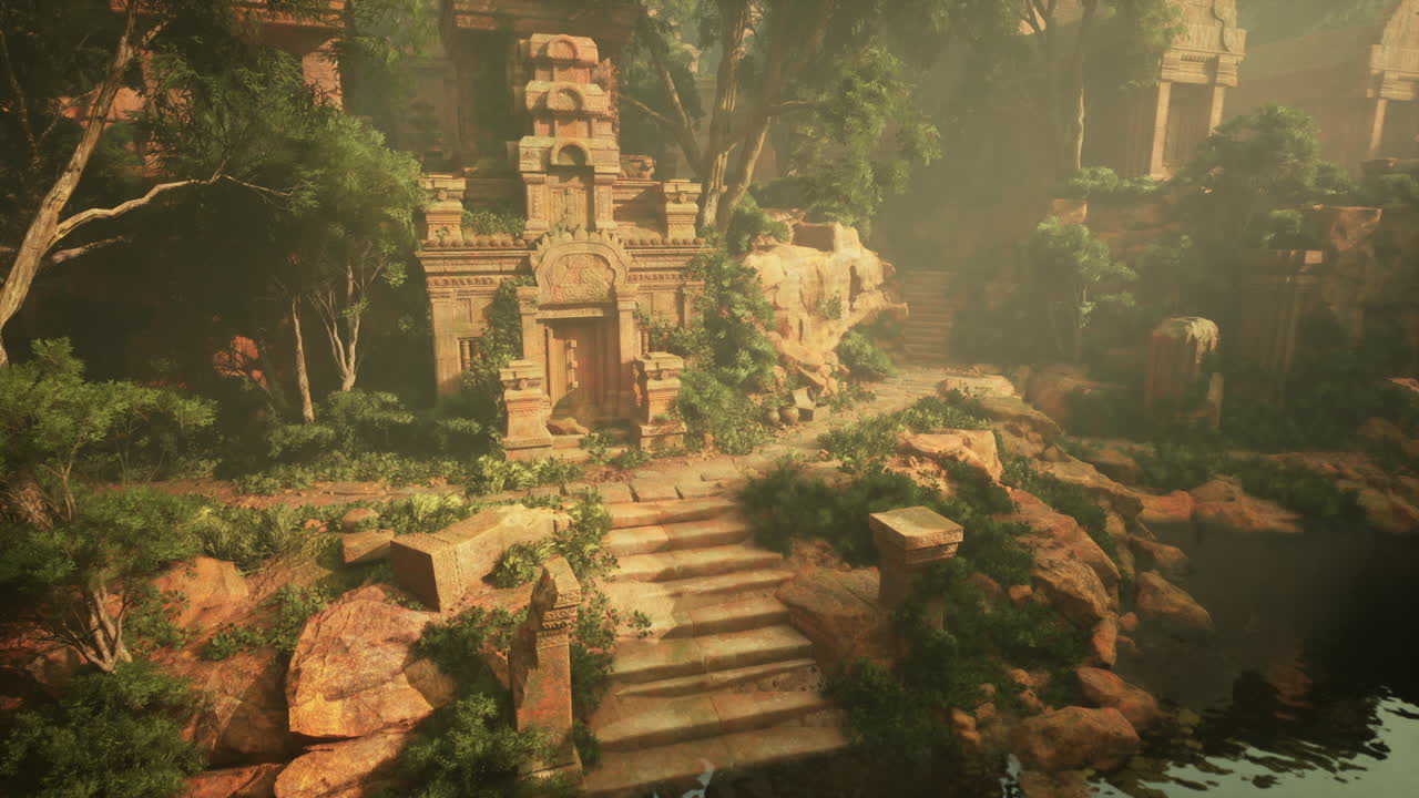 정글 에 뒤인 고대 폐허