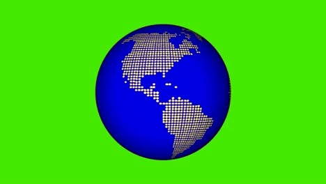 globo hecho de puntos que giran en la pantalla verde