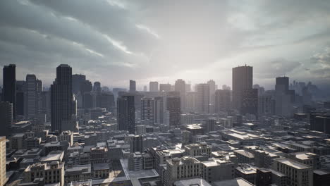 skyline-aerial-view-at-sunset-with-skyscrapers