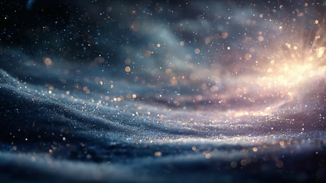 A mesmerizing cosmic landscape filled with shimmering particles, capturing the essence of an ethereal journey through the vastness of space and time, inviting viewers into a dreamlike exploration