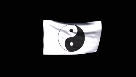 a-flag-with-taoism-symbol-on-it,-waving-on-black-background,-with-alpha-channel-included-at-the-end-of-the-video,-3D-animation,-animated-flag