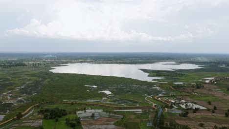 aerial view of wild nature daylight at kutkhao swamp in khonkaen, thailand