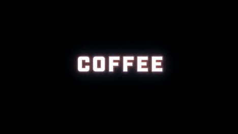 4k text reveal of the word "coffee" on a black background