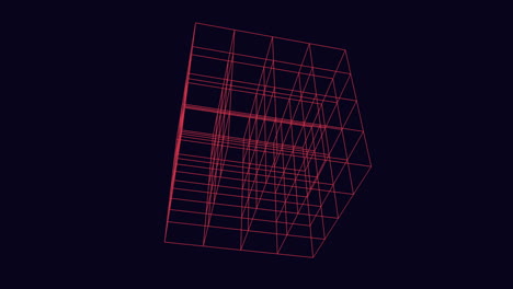 floating red line cube in a black void