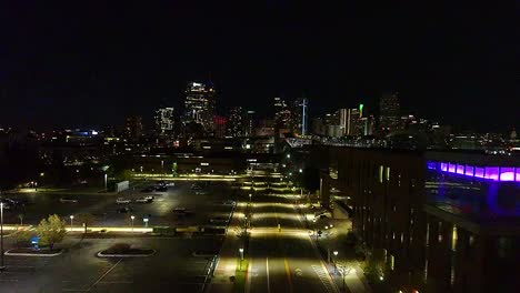 a night flight along a dimly lit street