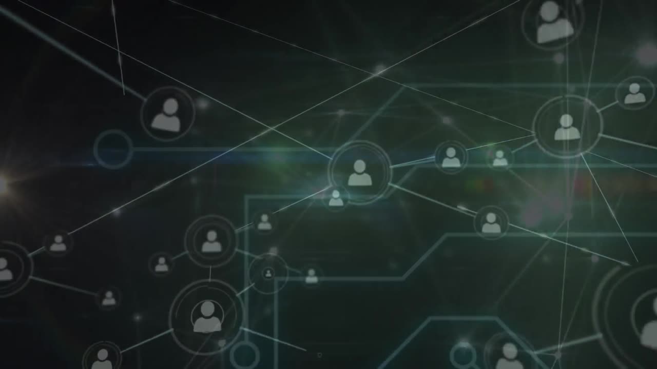 animación de la red de conexiones a través de puntos de luz