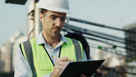 Engineer inspecting construction site
