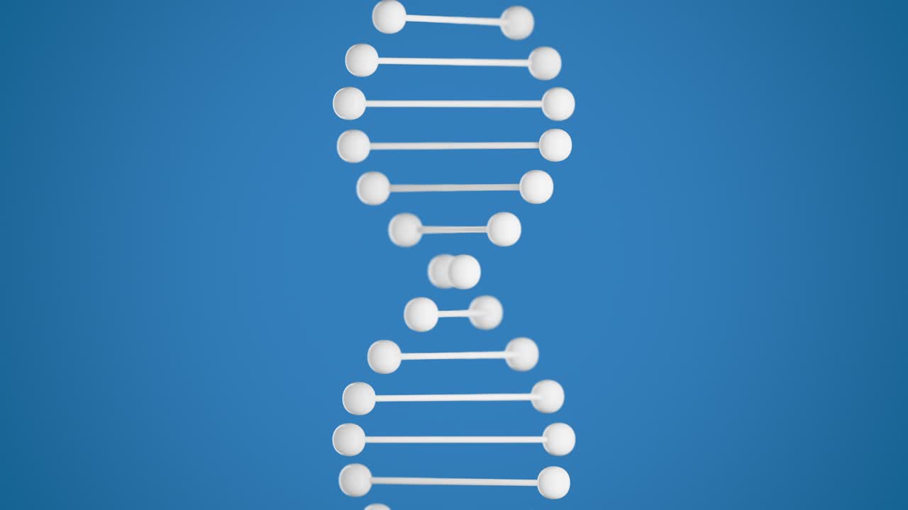 회전하는 dna 모델의 3d 애니메이션