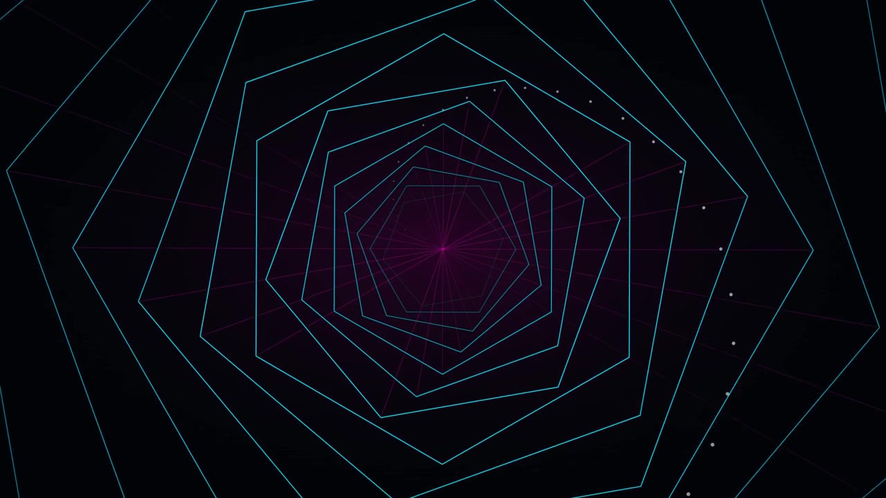 Abstract Geometric Tunnel of Rotating Hexagons