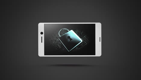 icon of padlock rotating on smartphone display