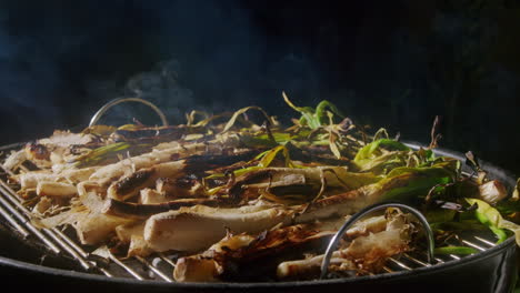 grilled asparagus on a barbecue