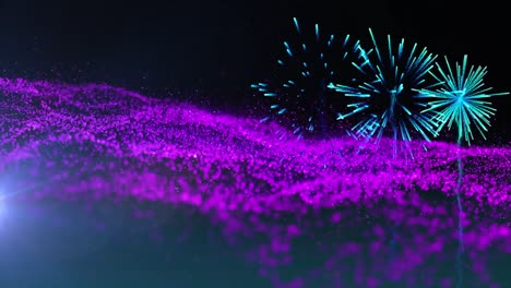 animation of light spots over fireworks on black background