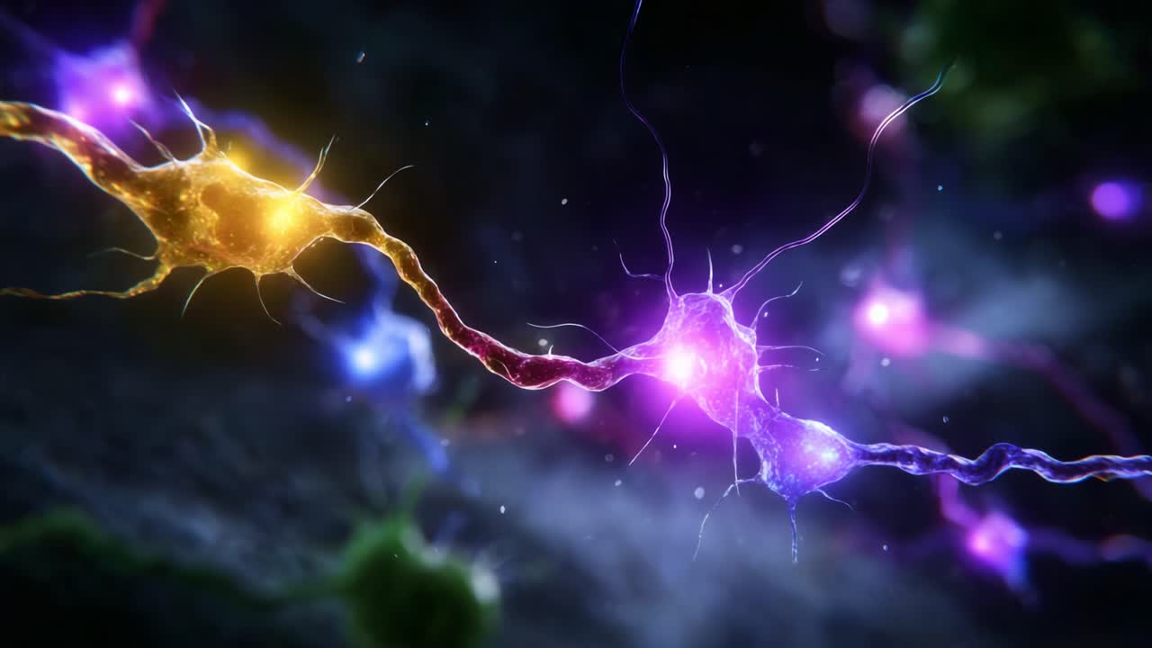 Vibrant Neuronal Connections: A Stunning Visual Exploration of Neurons Firing and Communicating, Showcasing the Intricate and Colorful Nature of Neural Activity